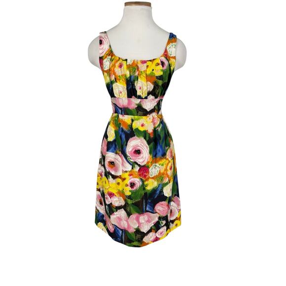 Vintage Y2K J Crew 100% Silk Watercolor Floral Dress Mid Century Size 6 Wedding - Picture 1 of 9